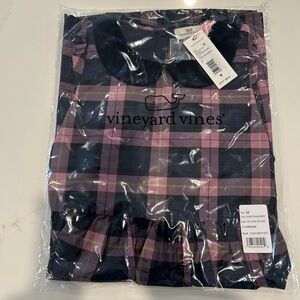 Vineyard Vines Collared Taffeta Plaid Dress Sunset Blue Pink Size M
